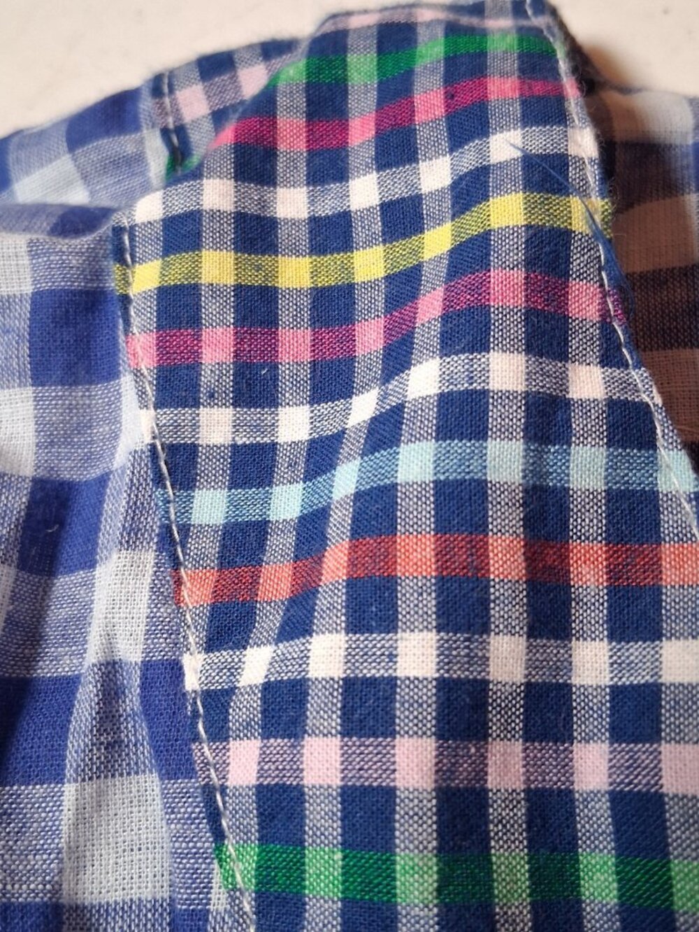Noonday Collection Robe M/L Scrunchie Blue Gingham Check Lightweight Lounge - Picture 16 of 16